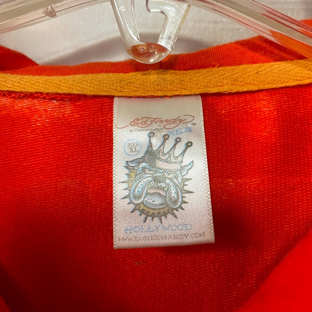 Ed Hardy Orange Green Blue Cotton Graffiti Print Zip Hoodie Jacket Sz L - Picture 3 of 6
